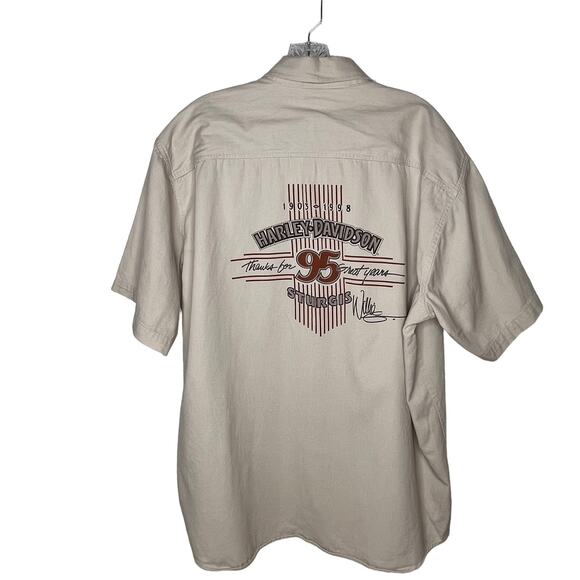 Harley Davidson 95 Years Sturgis Button Up Short Sleeve Motorcycle Shirt XL - Picture 7 of 7